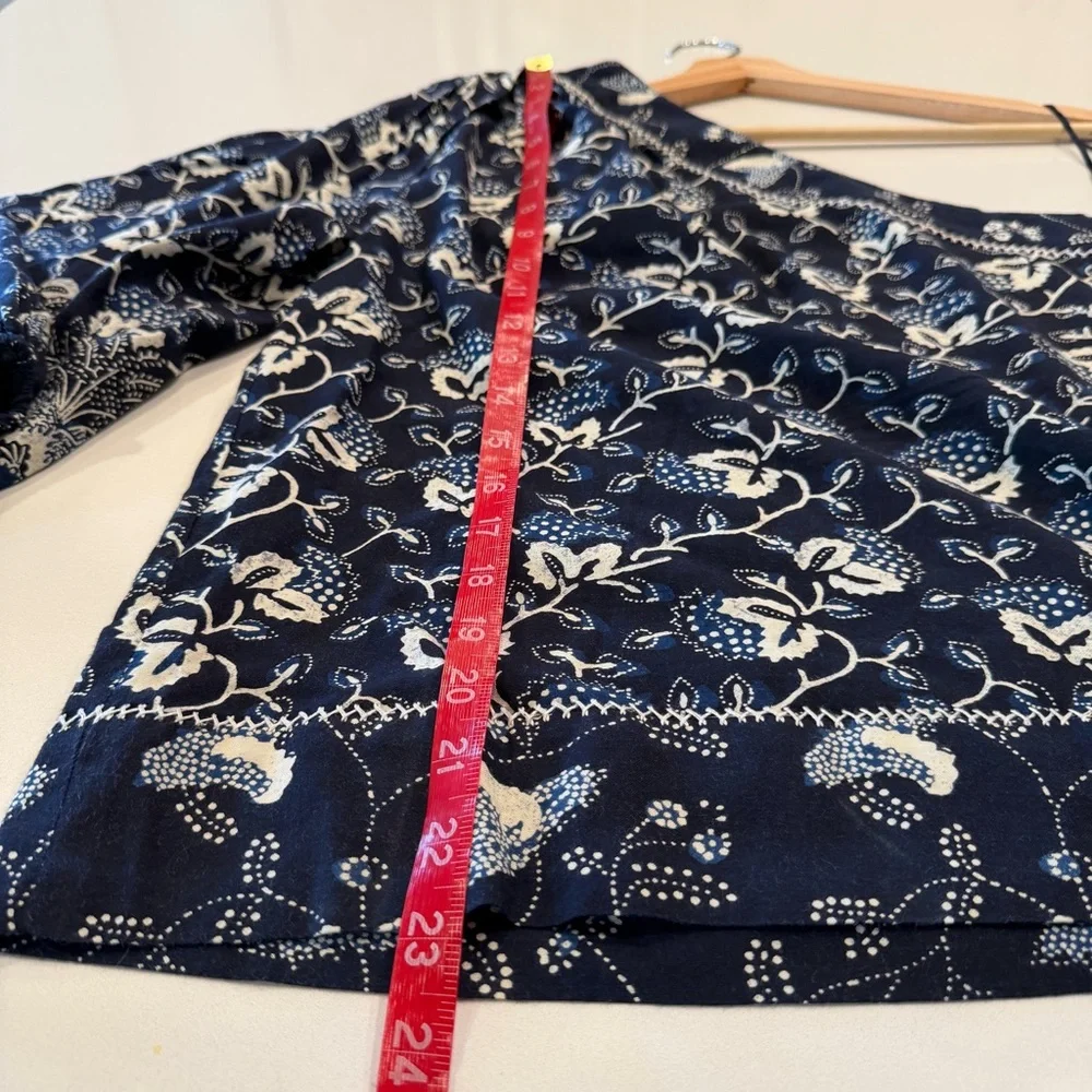Ulla Johnson Floral Navy One Sleeve Off the Shoulder Top Medium - Picture 5 of 7
